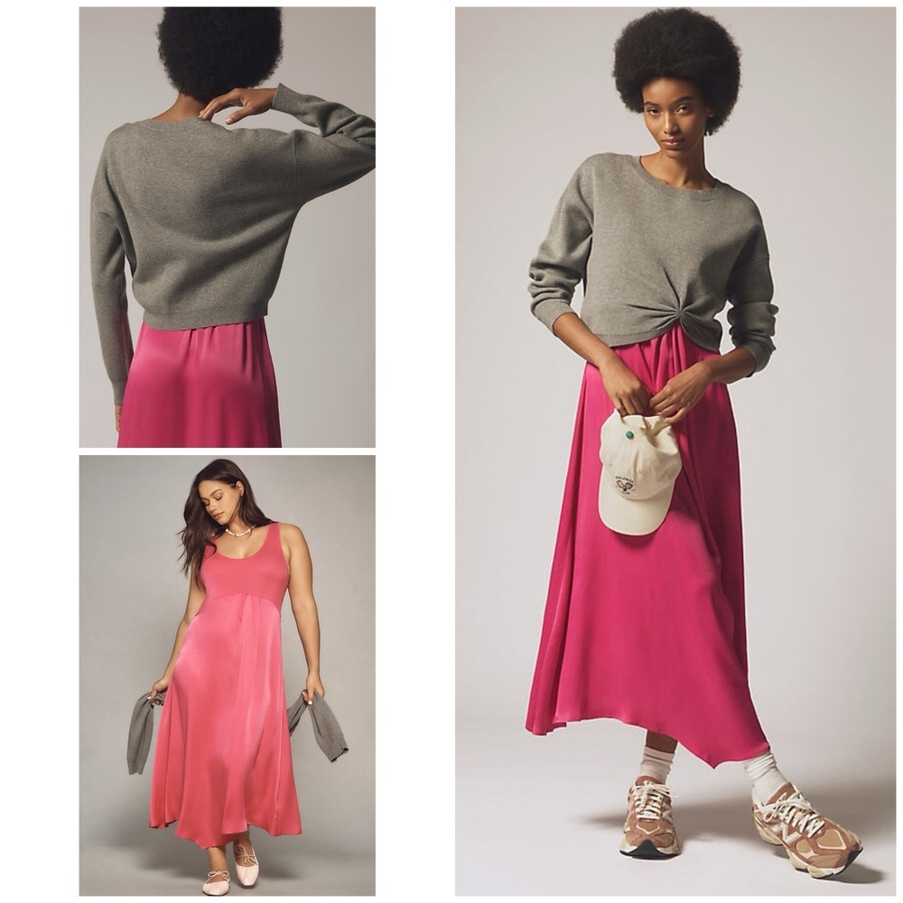 NWT By Anthropologie The Gemini Twofer Slip Dress Sweater + Midi Dress Set XS​